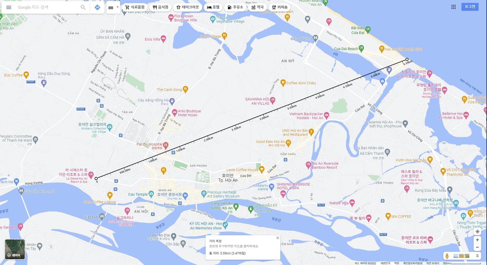 호이안에서 안방 끄어다이 해변까지