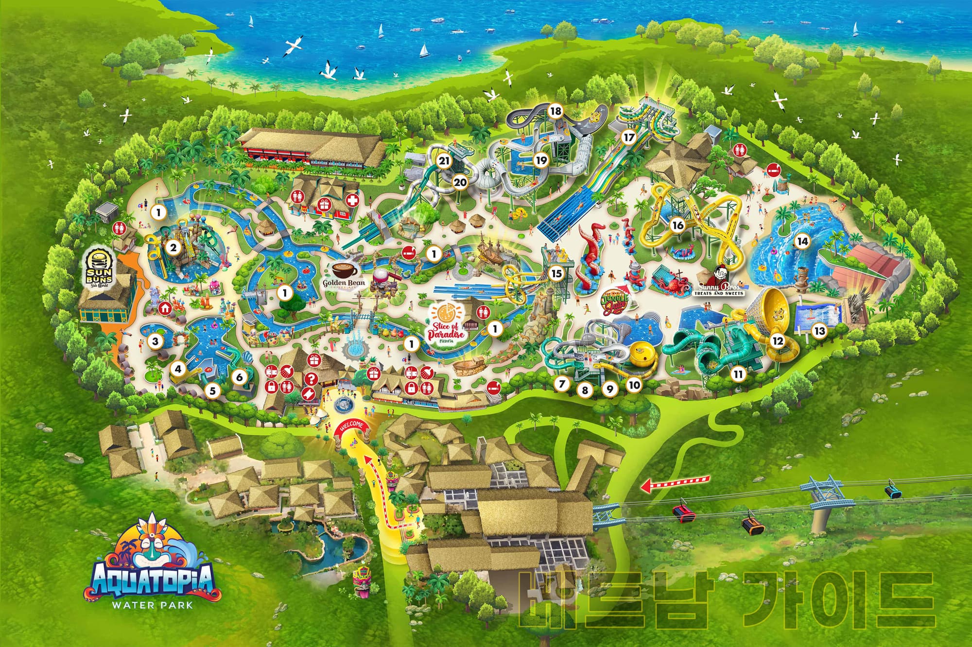 푸꾸옥 혼똔섬의 아쿠아토피아 지도