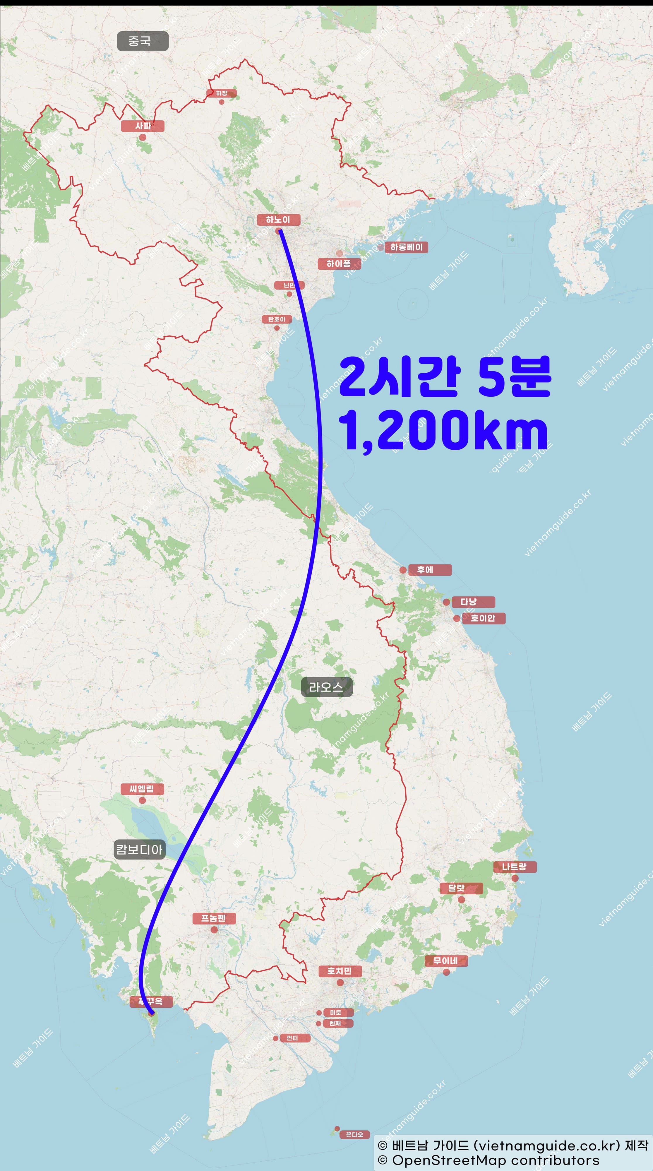 하노이에서-푸꾸옥-거리-및-시간