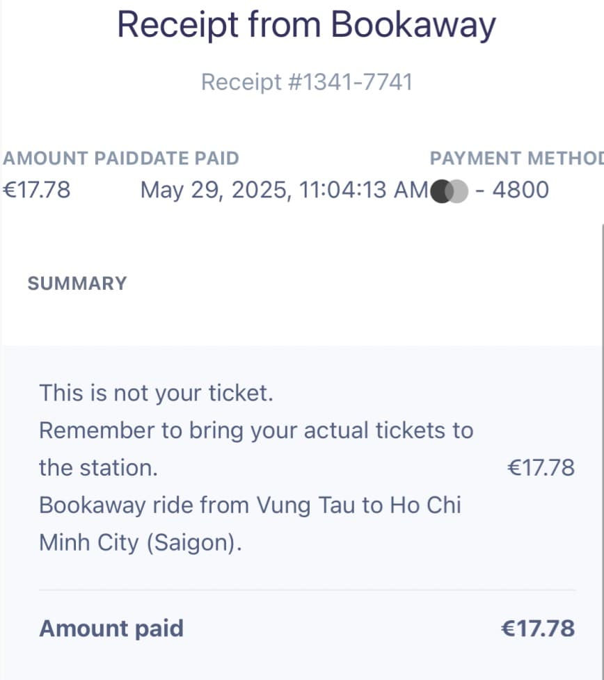 붕따우에서 호치민까지 페리 가격