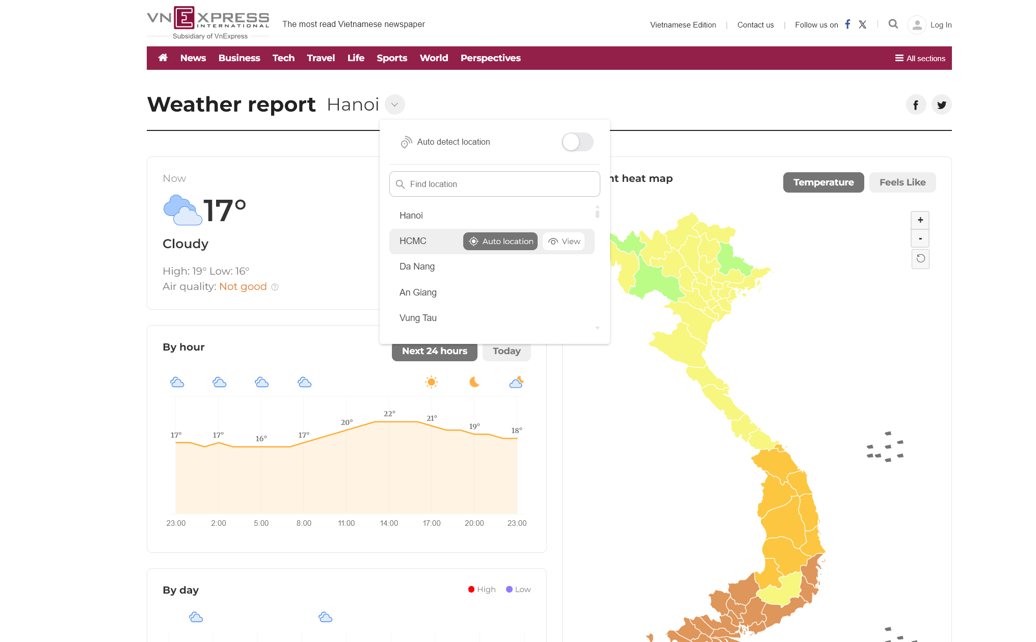 VnExpress Weather interface