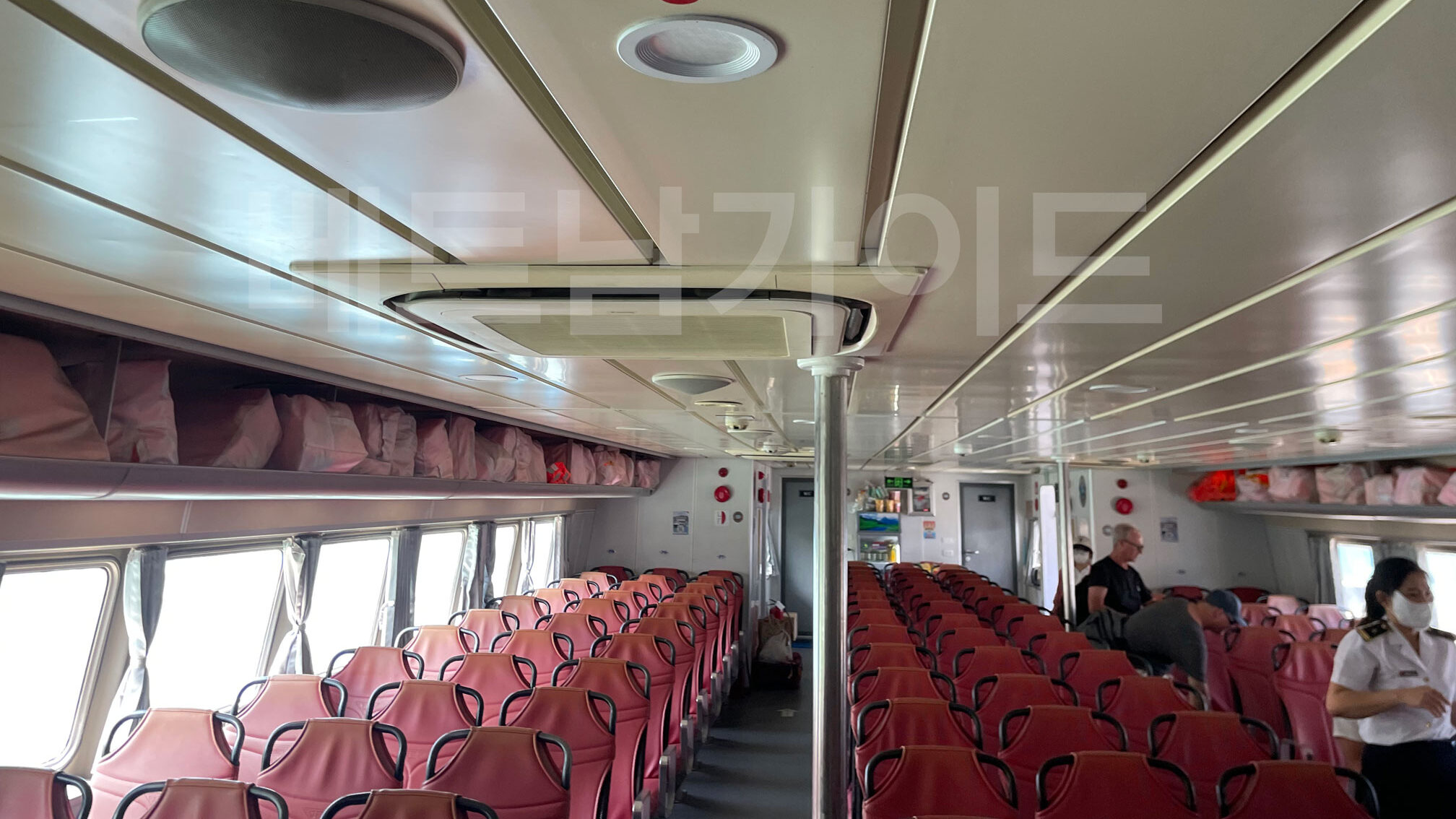 Seating inside the Ho Chi Minh City to Vung Tau ferry.

